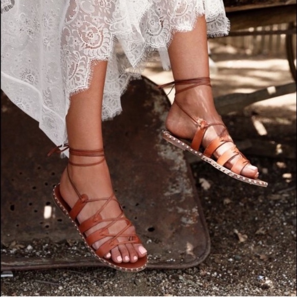 BLACK J Crew Lace up studded gladiator sandals